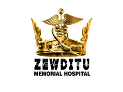 Logo of Zewditu Memorial Hospital featuring a golden crown with a caduceus symbol.