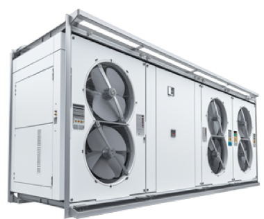 Industrial air handling unit with large fans on the side.